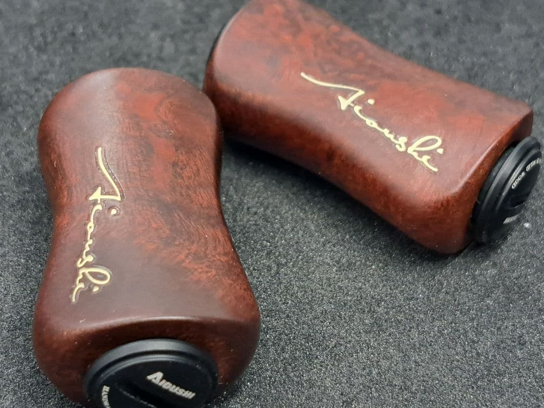 ①Ｂ平型ウッドノブ 木製/ブラック 2個セット ダイワSタイプ シマノAタイプ