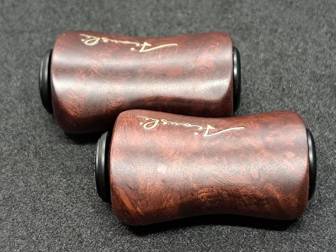 ①Ｂ平型ウッドノブ 木製/ブラック 2個セット ダイワSタイプ シマノAタイプ