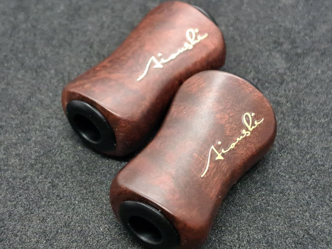 ①Ｂ平型ウッドノブ 木製/ブラック 2個セット ダイワSタイプ シマノAタイプ