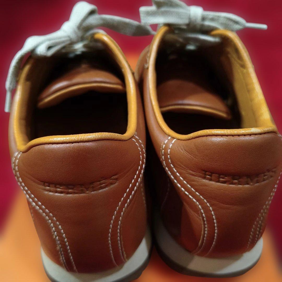 HERMES エルメス ブラウン レザー スニーカー 箱付き　サイズ37