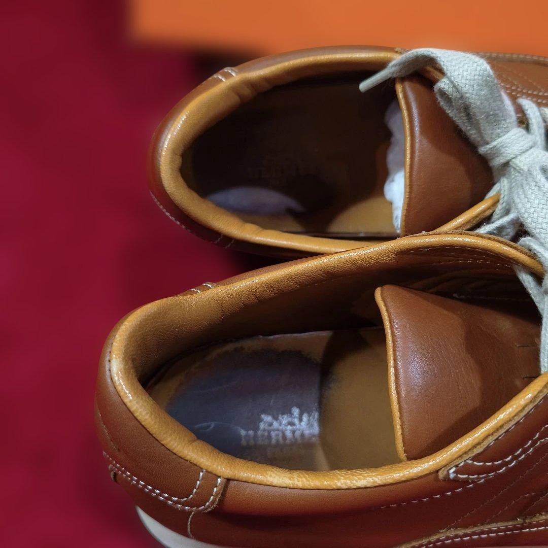 HERMES エルメス ブラウン レザー スニーカー 箱付き　サイズ37