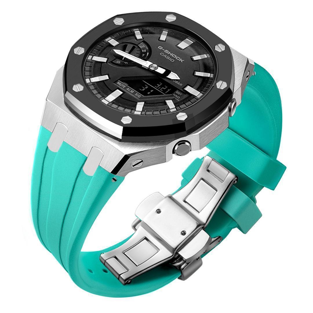 GA-2100 GA-2110 第四世代ベゼル&ベルト カスタム パーツ 銀＆黒