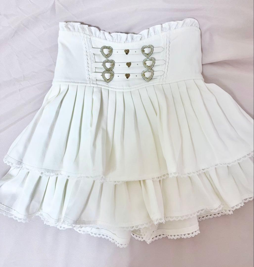 LIZLISA リズリサ ダブル消しプリーツスカパン ホワイト