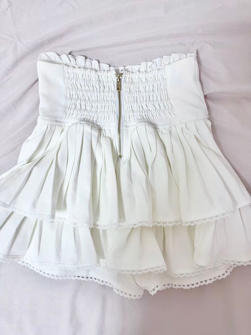 LIZLISA リズリサ ダブル消しプリーツスカパン ホワイト