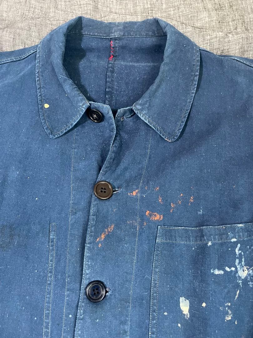 1950s フランス　ビンテージ　インディゴ　ワークジャケット　フレンチチャイナ