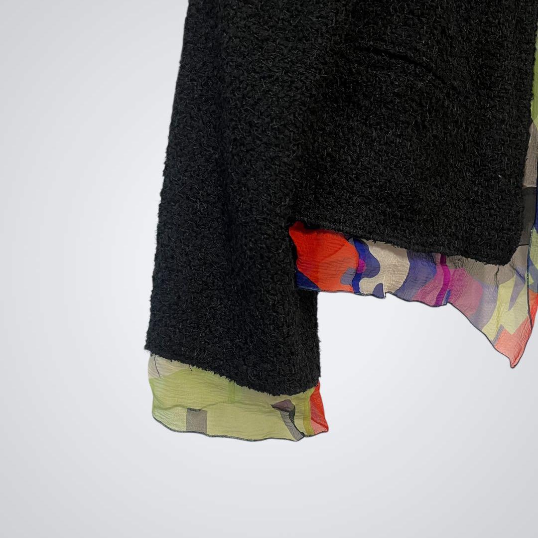 【美品】CHANEL ツイード ノーカラージャケット 42サイズ　マルチカラー