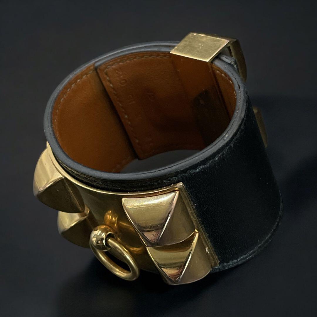 鑑定済み　エルメス コリエドシアン ブレスレット バングル レザー　ブラック