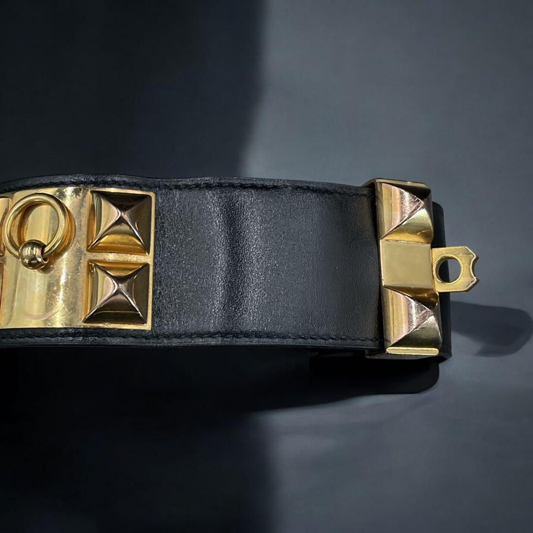 鑑定済み　エルメス コリエドシアン ブレスレット バングル レザー　ブラック