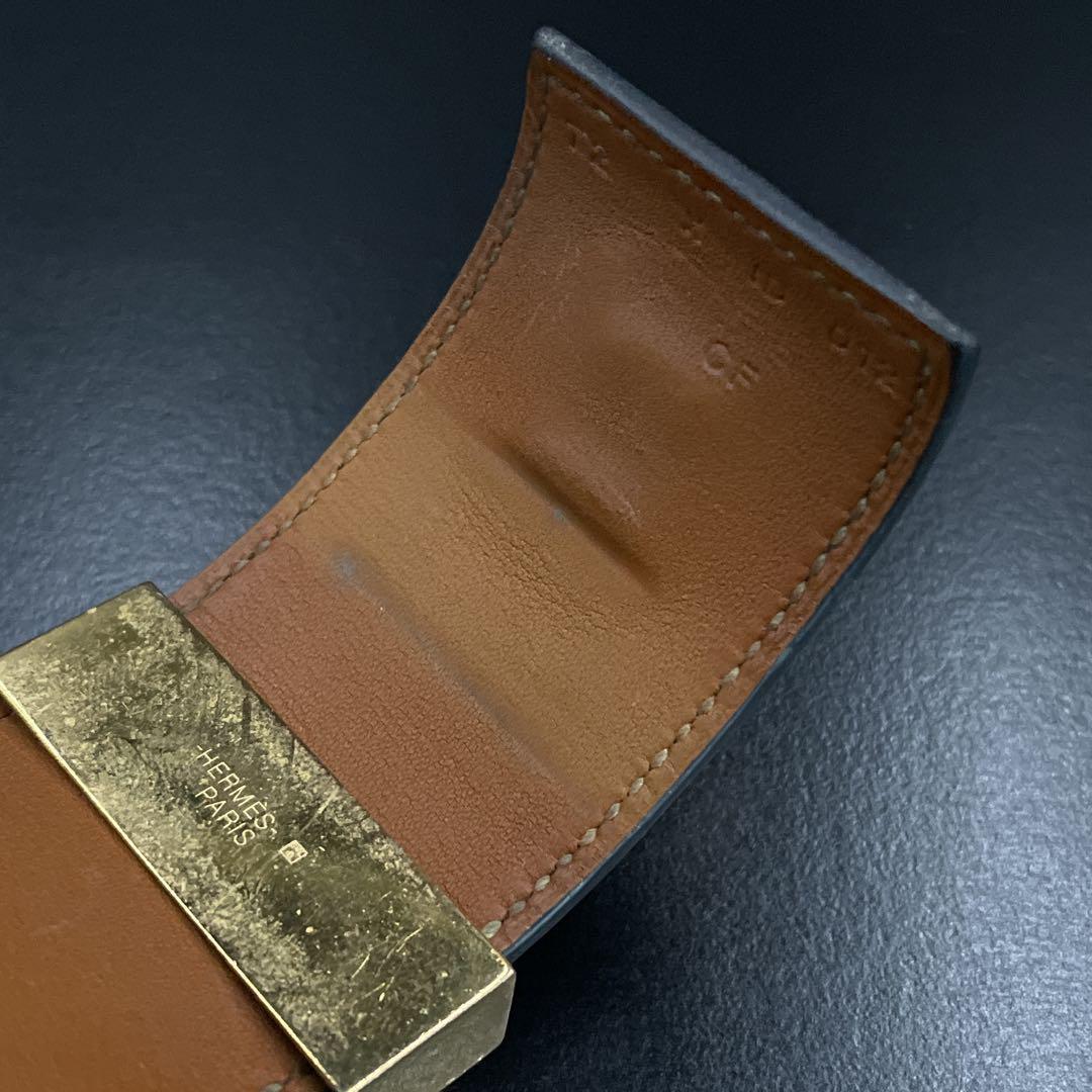 鑑定済み　エルメス コリエドシアン ブレスレット バングル レザー　ブラック