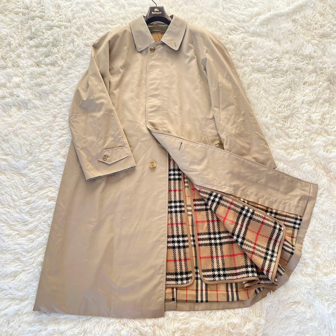 美品　英国製　バーバリー　ステンカラーコート　ベージュ　ライナー付　ノバチェック