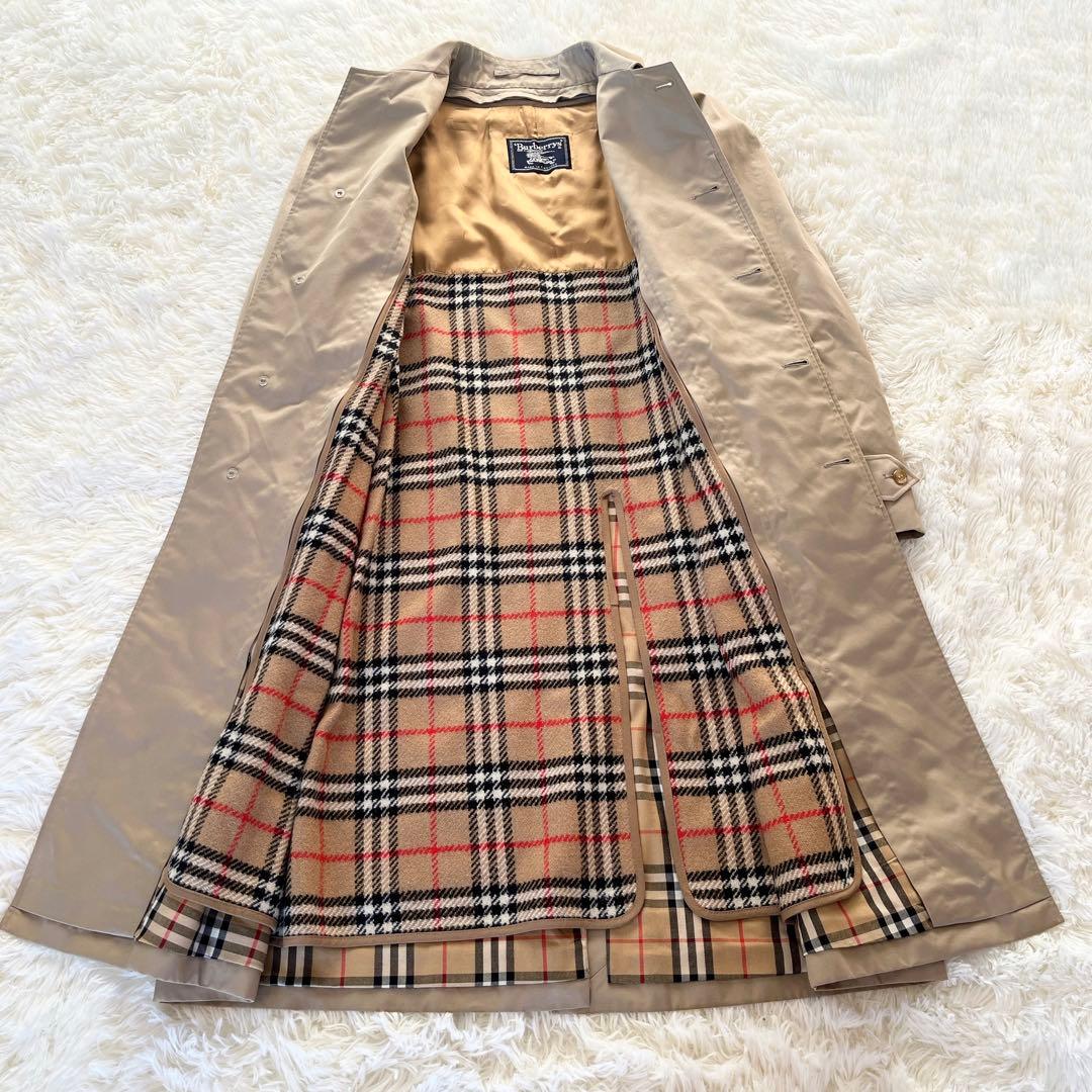 美品　英国製　バーバリー　ステンカラーコート　ベージュ　ライナー付　ノバチェック
