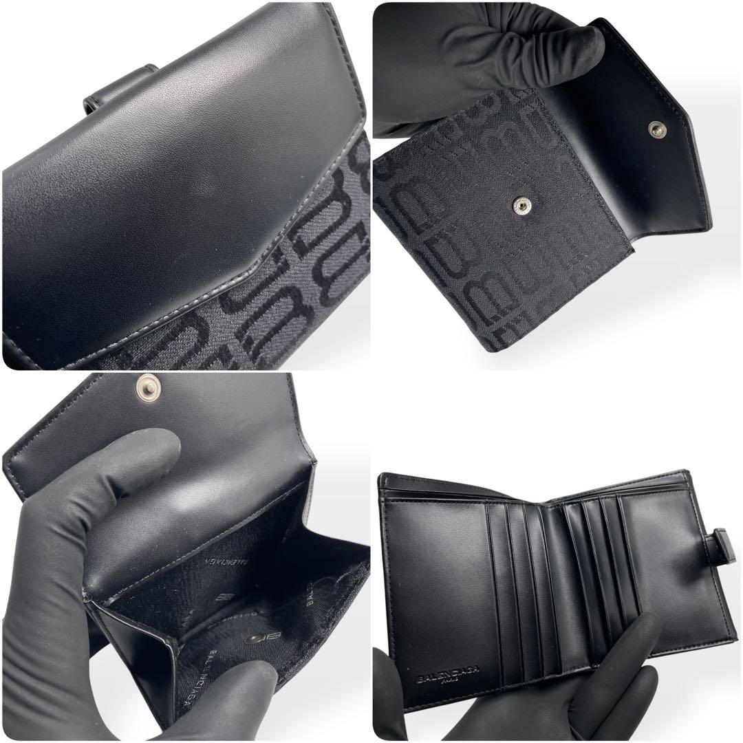 極美品　BALENCIAGA　バレンシアガ 二つ折り財布　キャンバス　レザー