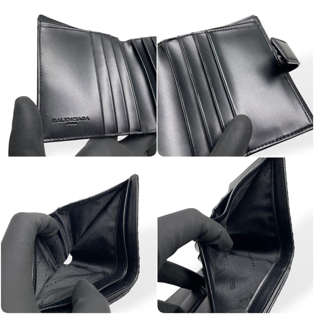極美品　BALENCIAGA　バレンシアガ 二つ折り財布　キャンバス　レザー