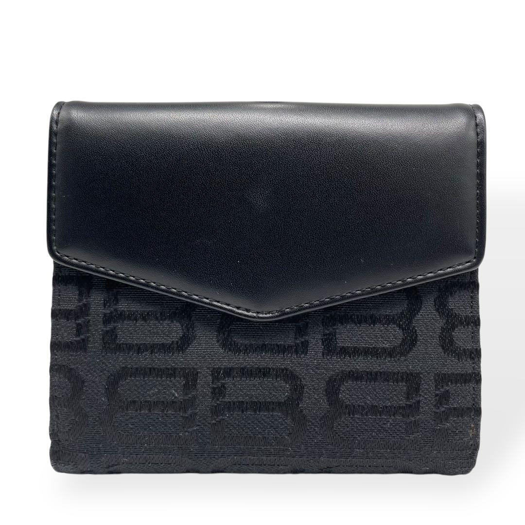 極美品　BALENCIAGA　バレンシアガ 二つ折り財布　キャンバス　レザー