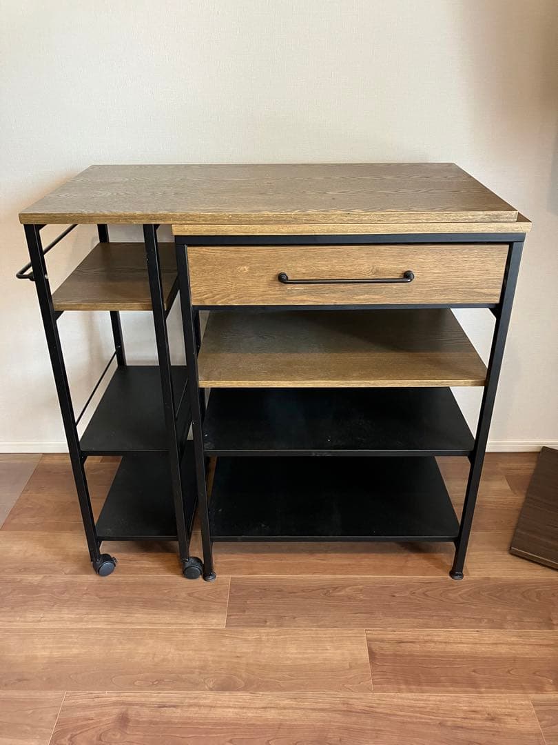 伸縮式キッチンカウンター 木目調 LOWYA