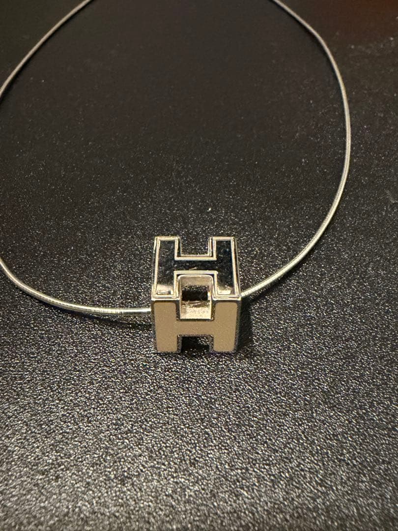 ヒ*ツ様 【極美品】エルメス Hキューブ ネックレス シルバー×アイボリー