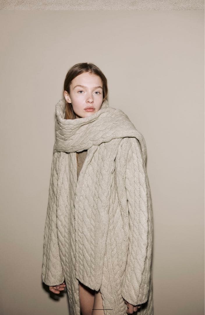 ZARA ケーブルニット　コート　カーディガン　ストール