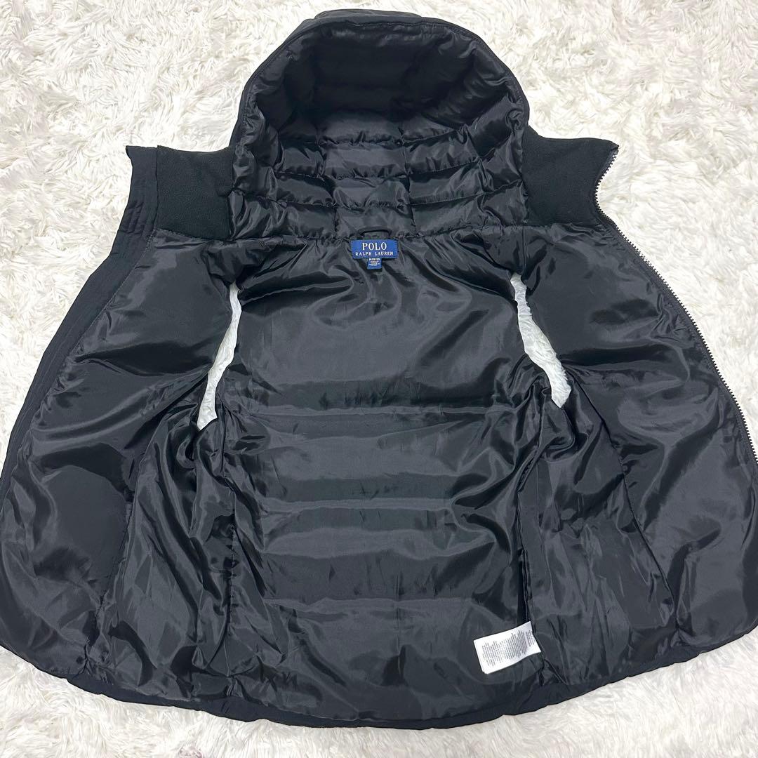 【美品】ポロラルフローレン ダウンベスト ビッグポニー 刺繍 肉厚 ブラック