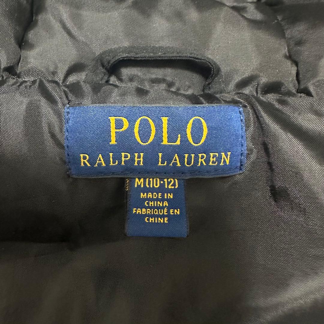 【美品】ポロラルフローレン ダウンベスト ビッグポニー 刺繍 肉厚 ブラック