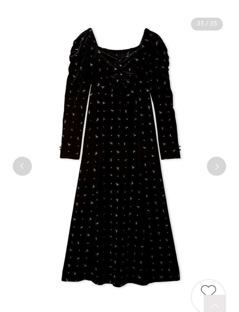 LILYBROWNリリーブラウン　エンブロイダリーベロアワンピース