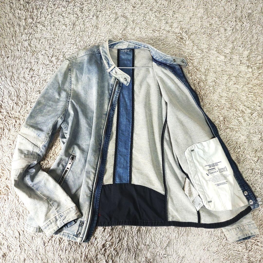 【XL・良品】DIESEL　ディーゼル　デニムジャケット　インディゴ　ライダース