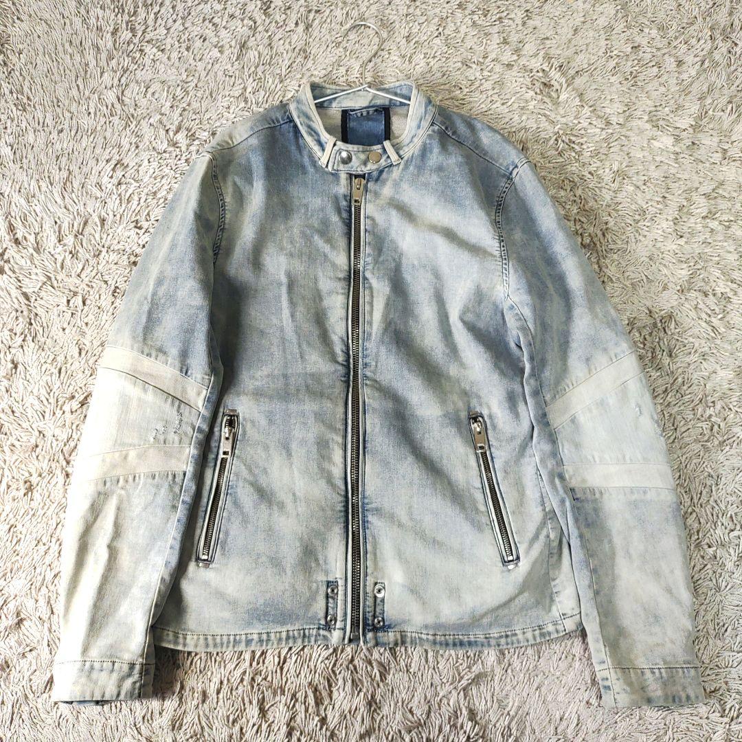 【XL・良品】DIESEL　ディーゼル　デニムジャケット　インディゴ　ライダース