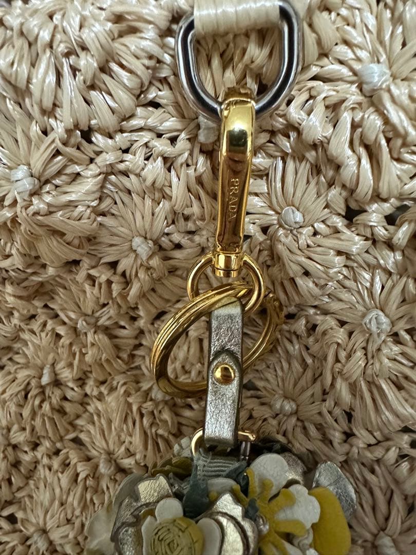 【PRADA】プラダカゴバッグ・ショルダー&タッセル付・プラダくまキーホルダー付