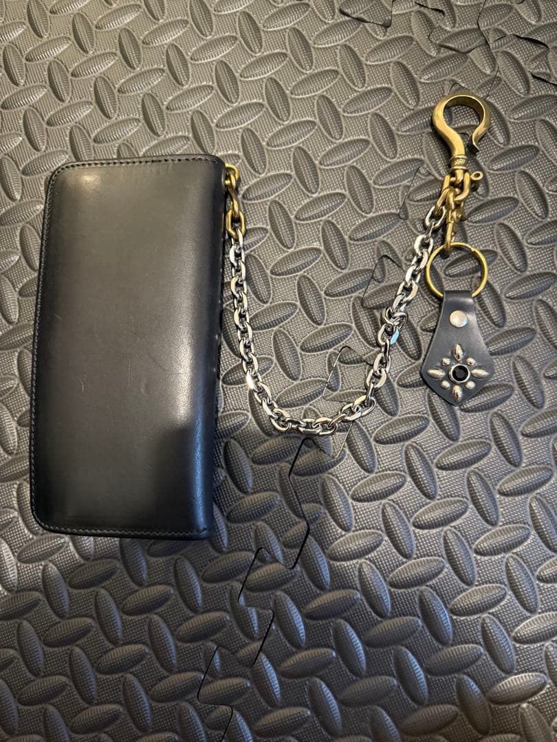 ウォレットチェーン スタッズキーリングセットコンビ39cm 真鍮　シルバー