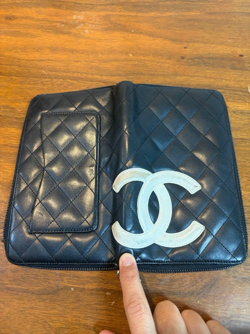 CHANEL ブラック キルティング 長財布　カンボンライン