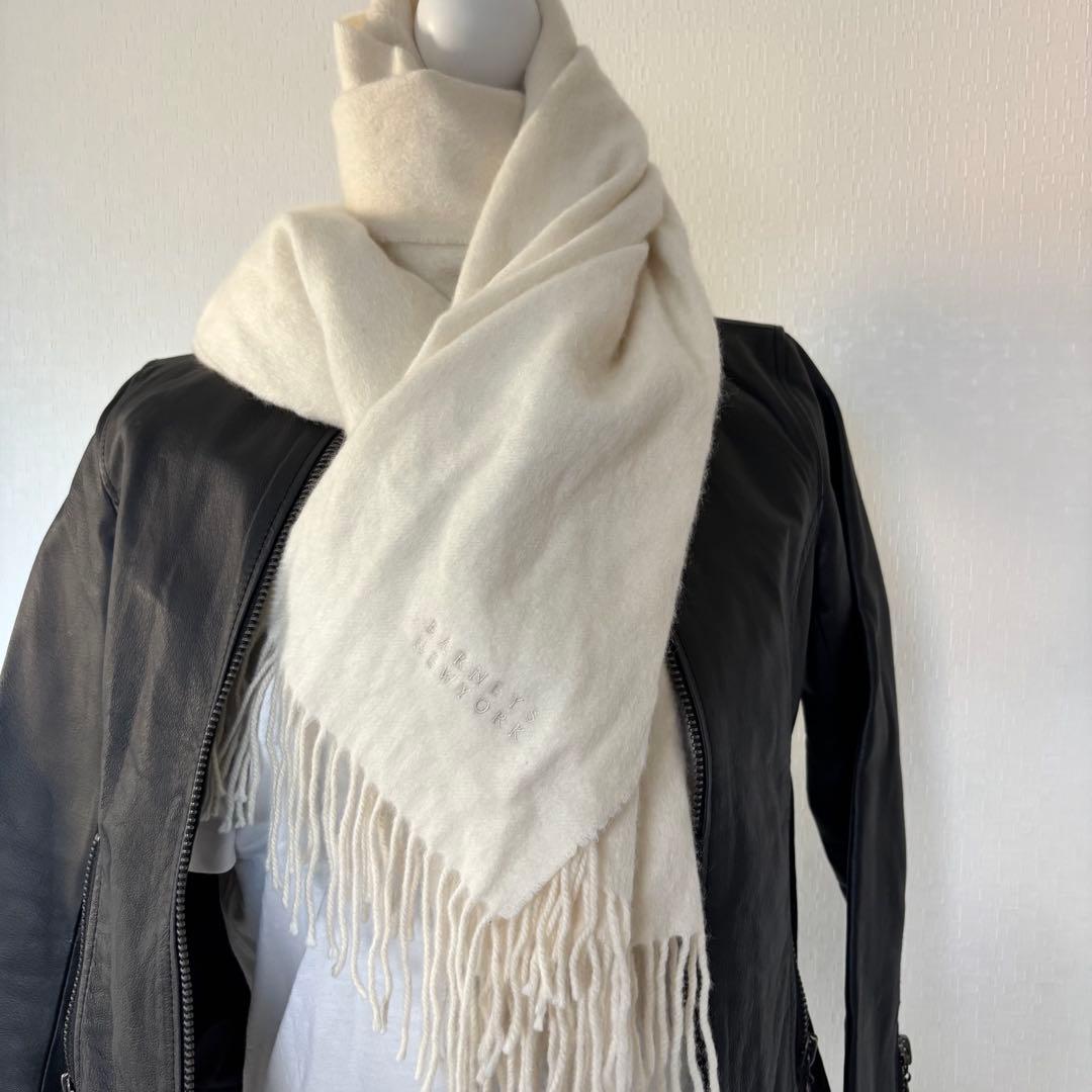 BARNEY'S NEW YORKカシミヤスカーフ Lサイズ アイボリー　現行品