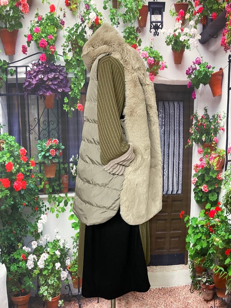 233新品koibitomisaki　エコファーたっぷり♪ダウン切り替えベスト