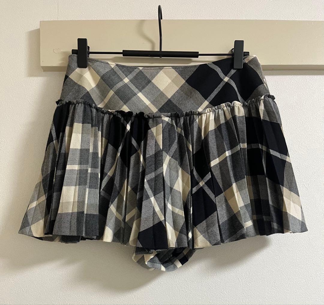 バーバリーブルーレベル　チェック柄フレアキュロット
