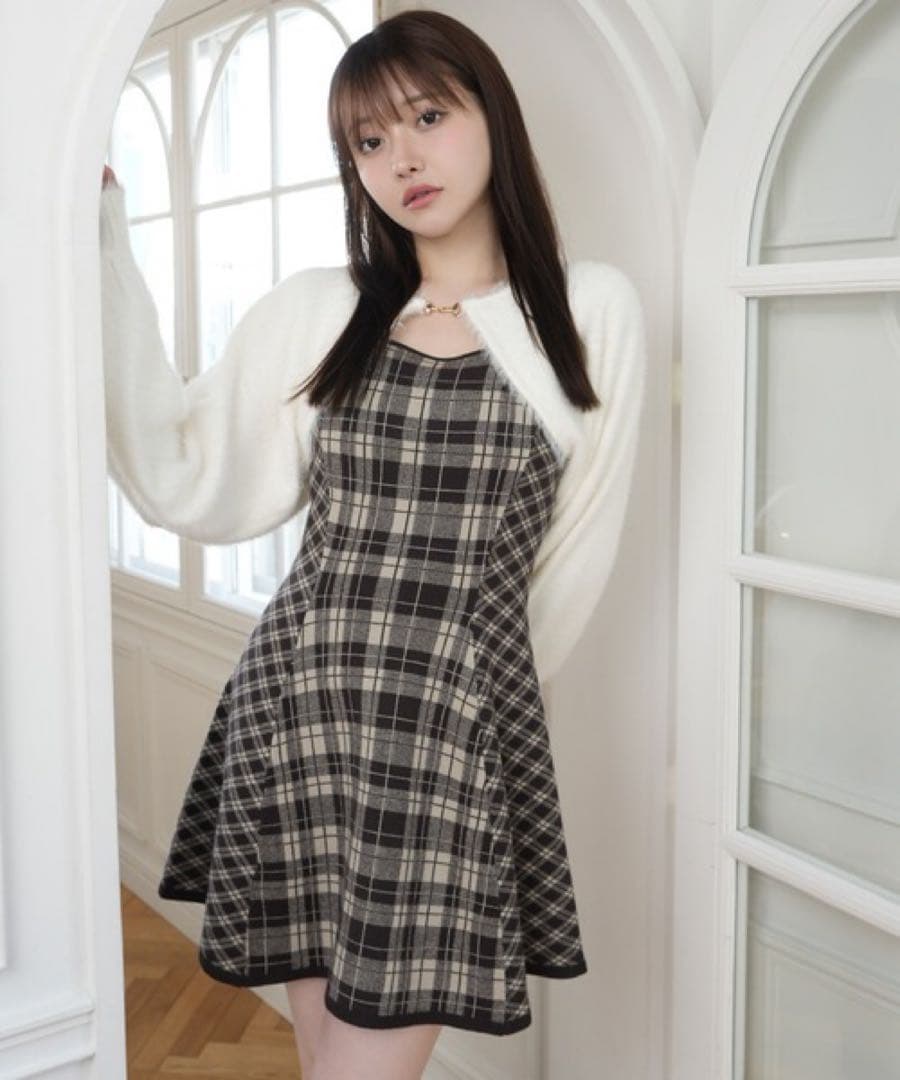 LIP SERVICE 【形が選べる】フェザーチェックアンサンブルワンピース