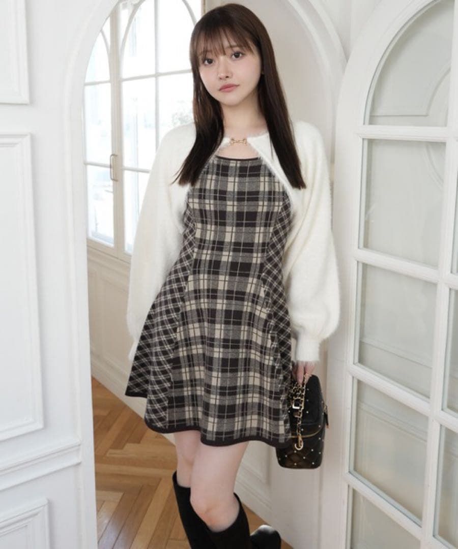 LIP SERVICE 【形が選べる】フェザーチェックアンサンブルワンピース