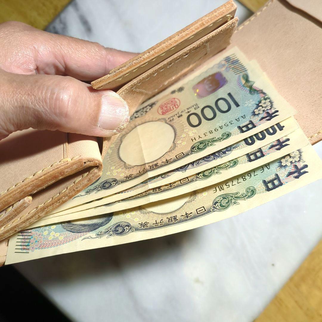 姫路ヌメ革 ミニ財布 ハンドメイド 小さい財布 2つ折り財布 コンチョ 本革