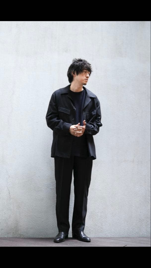 yuan様MBハイエンド尾州ウールスリムスラックス（フルレングス）ブラック S