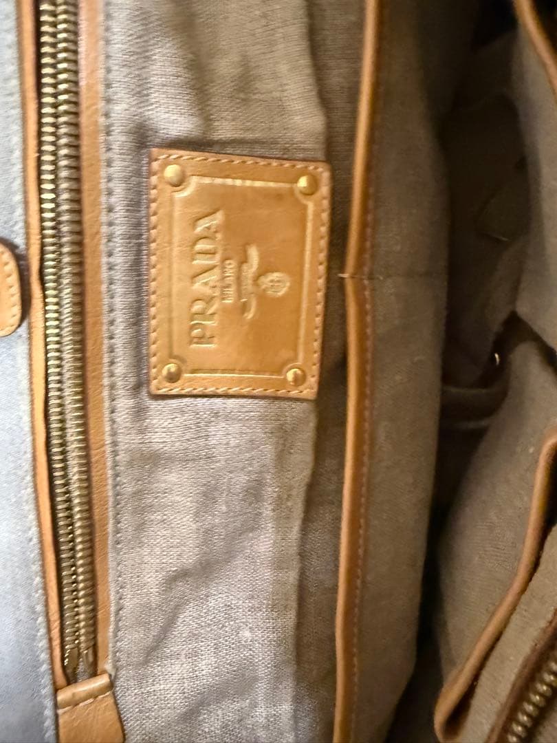 PRADA グレー キャンバストートバッグ　カナパ