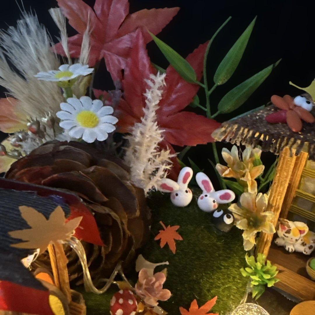 どんぐりアート♡秋のライト付きオブジェ ＆お月見オブジェライト付き♡