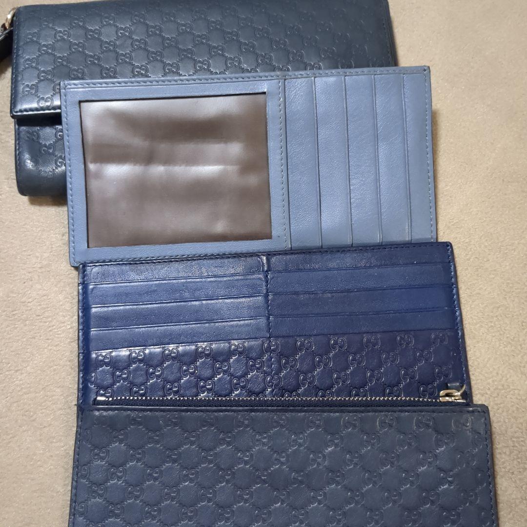 GUCCI ダークブルー 長財布クラッチバッグつき