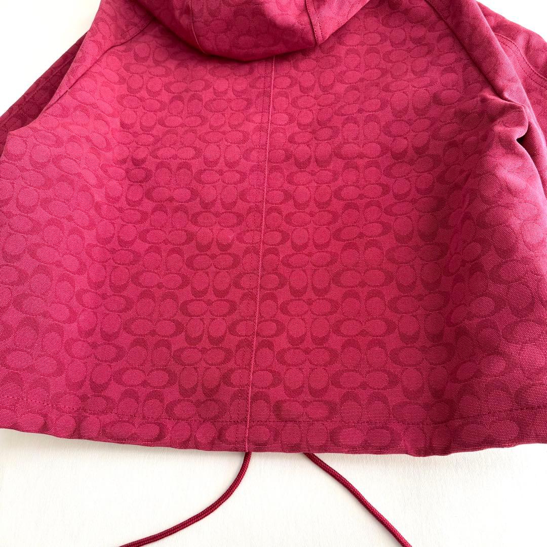 【COACH】コットンジャガードジャケット　シグネチャー　レッド　Lサイズ相当