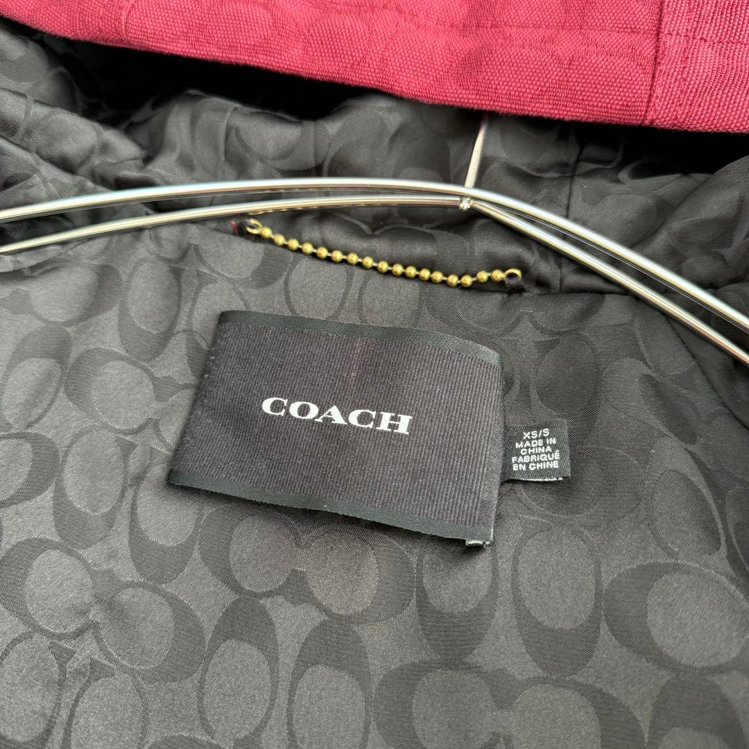 【COACH】コットンジャガードジャケット　シグネチャー　レッド　Lサイズ相当