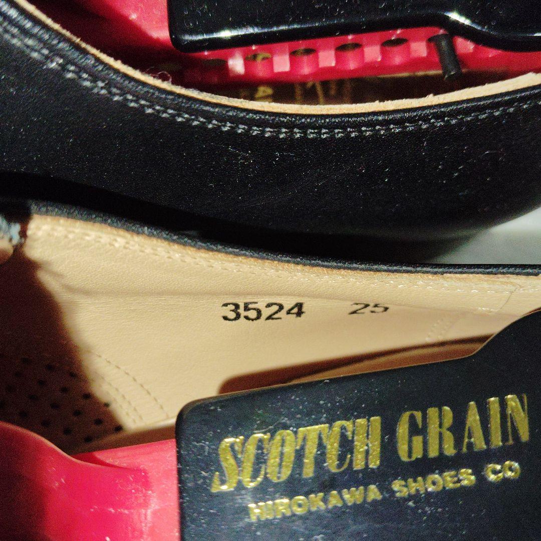 【極美品】スコッチグレイン　3524　アシュランス　プレーントウ　黒　25