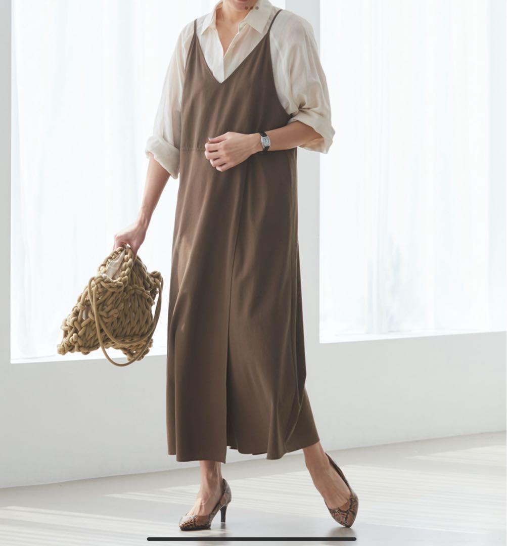 ドレスハーセルフ　サロペット/シルクコットン　未使用　ブラウン
