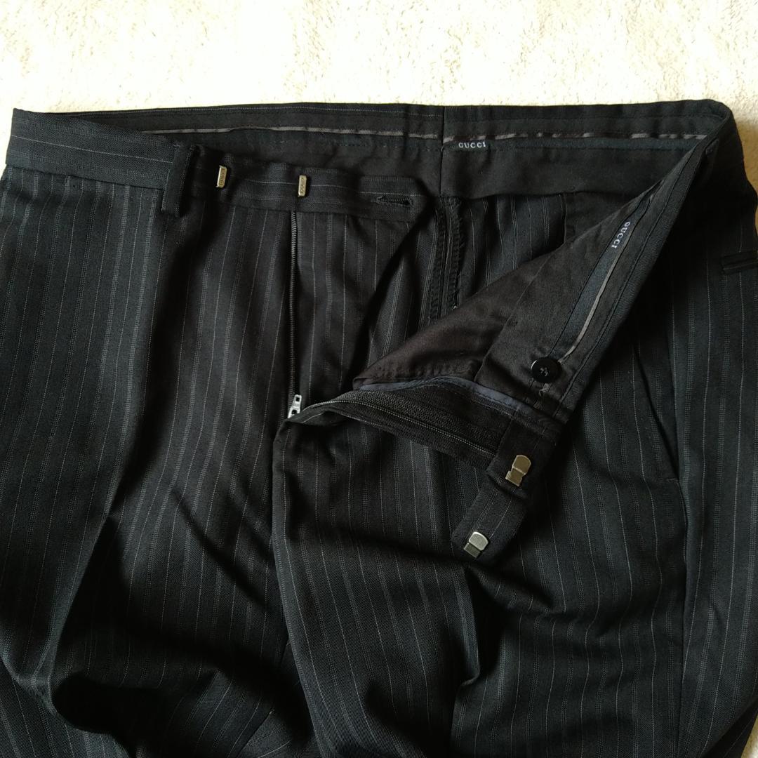 【極美品 希少】GUCCI セットアップ スーツ 黒 ストライプ L メンズ