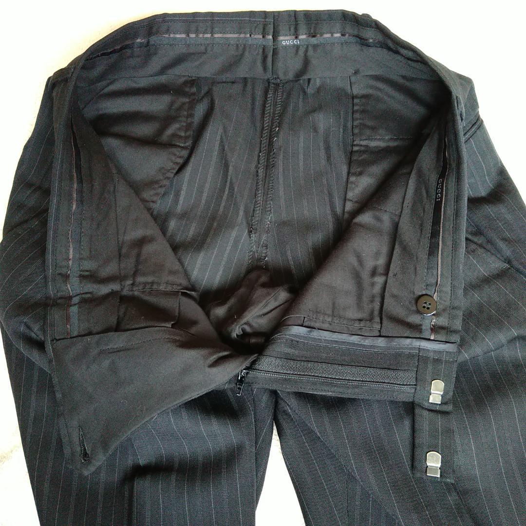 【極美品 希少】GUCCI セットアップ スーツ 黒 ストライプ L メンズ
