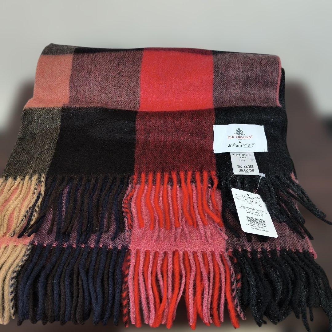 OLD ENGLAND チェック柄ウールマフラー
