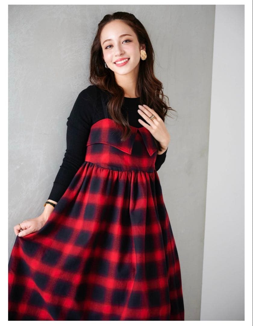 タグ付き新品未使用、0サイズ、チェックキャミワンピース、オブリ、obli