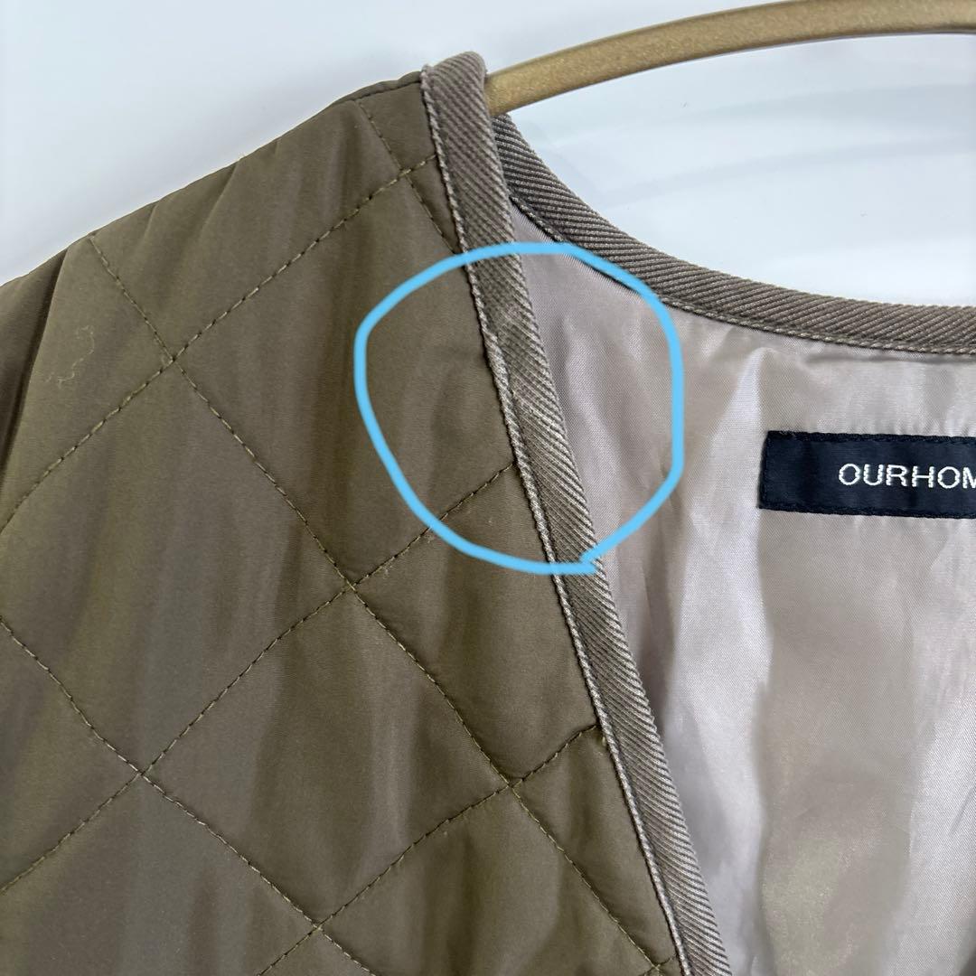 OUR キルティングベスト オリーブグリーン