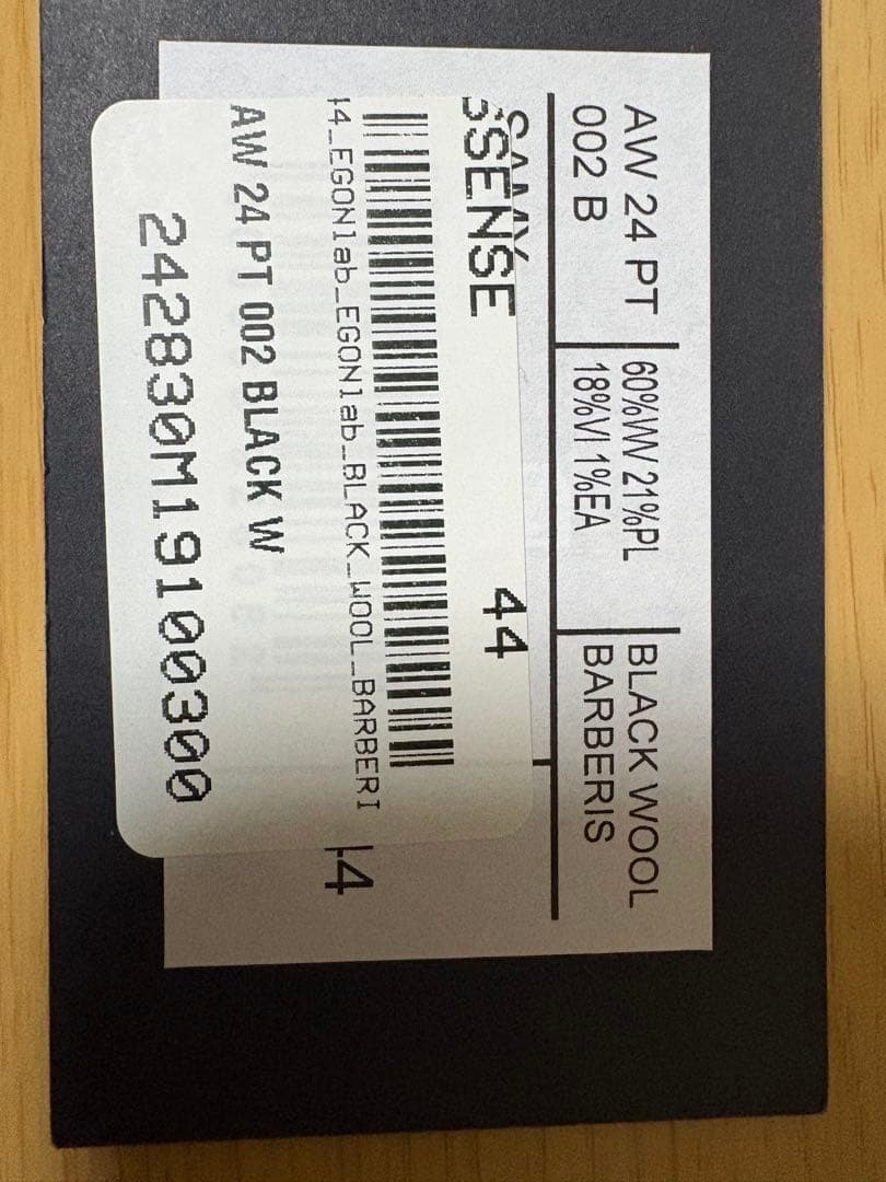 24AW egonlab ブラック samy トラウザーズ 44