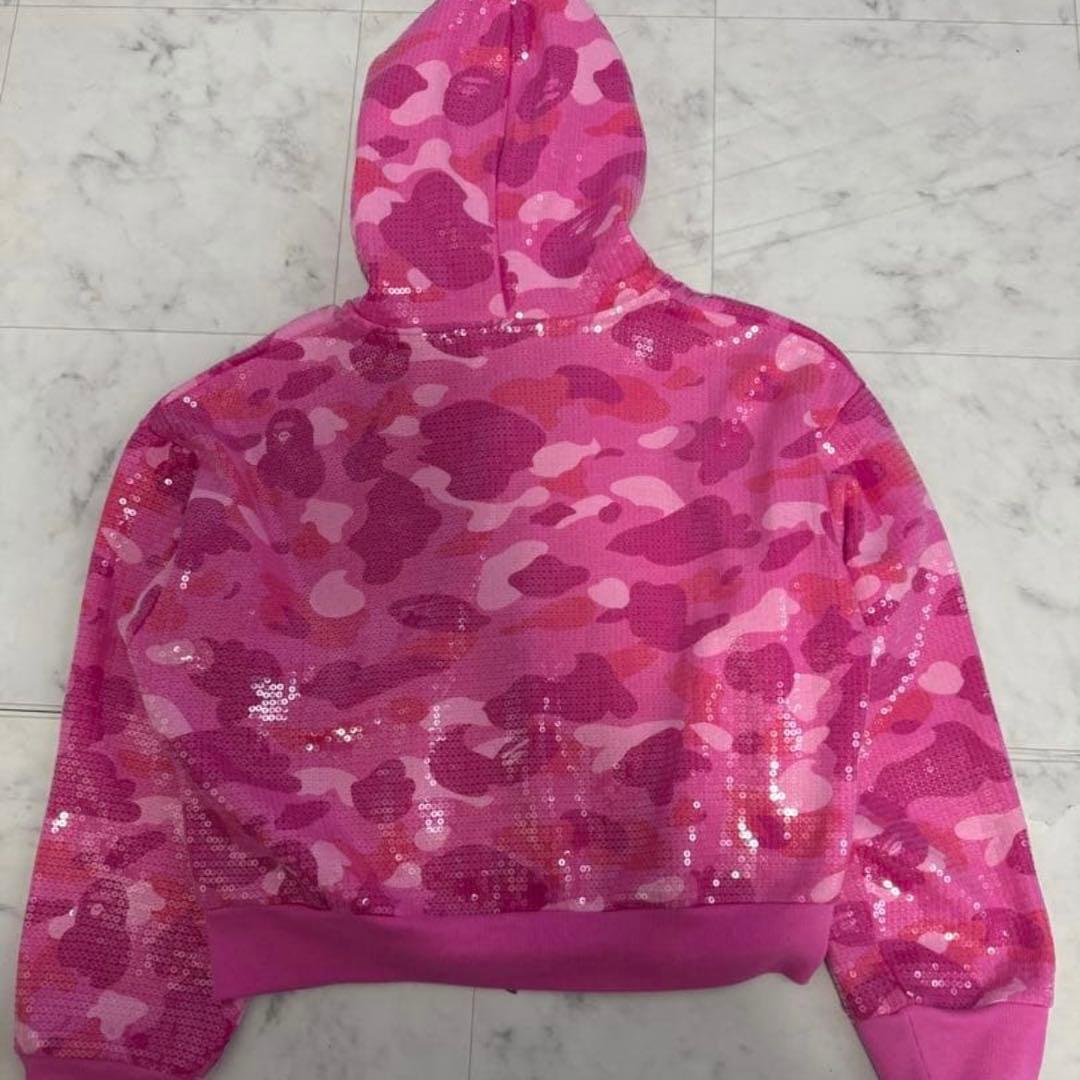 トップス APE HEAD SEQUIN CROPPEDFULL ZIP HOODIE